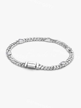 Pandora Heart Cuban Chain Bracelet